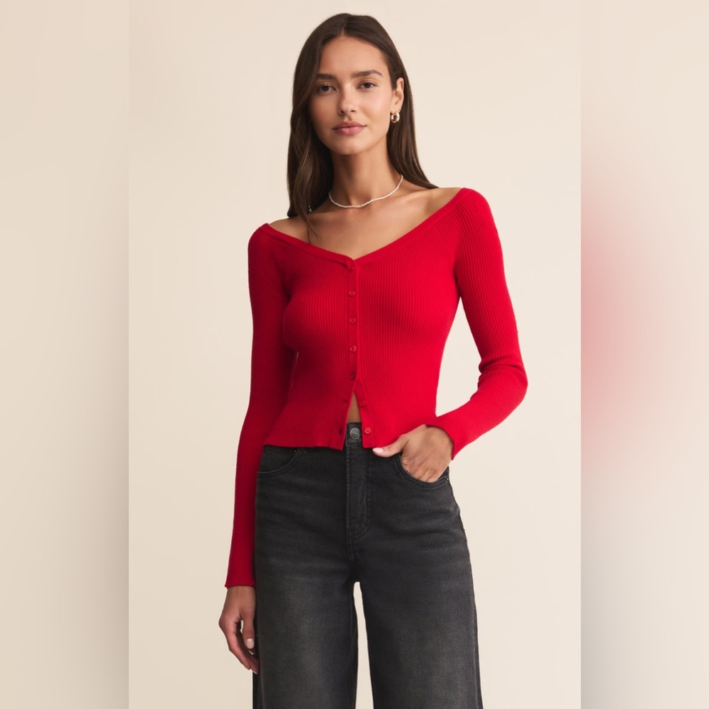 Z Supply JOVY OFF SHOULDER CROPPED TOP Cardigan